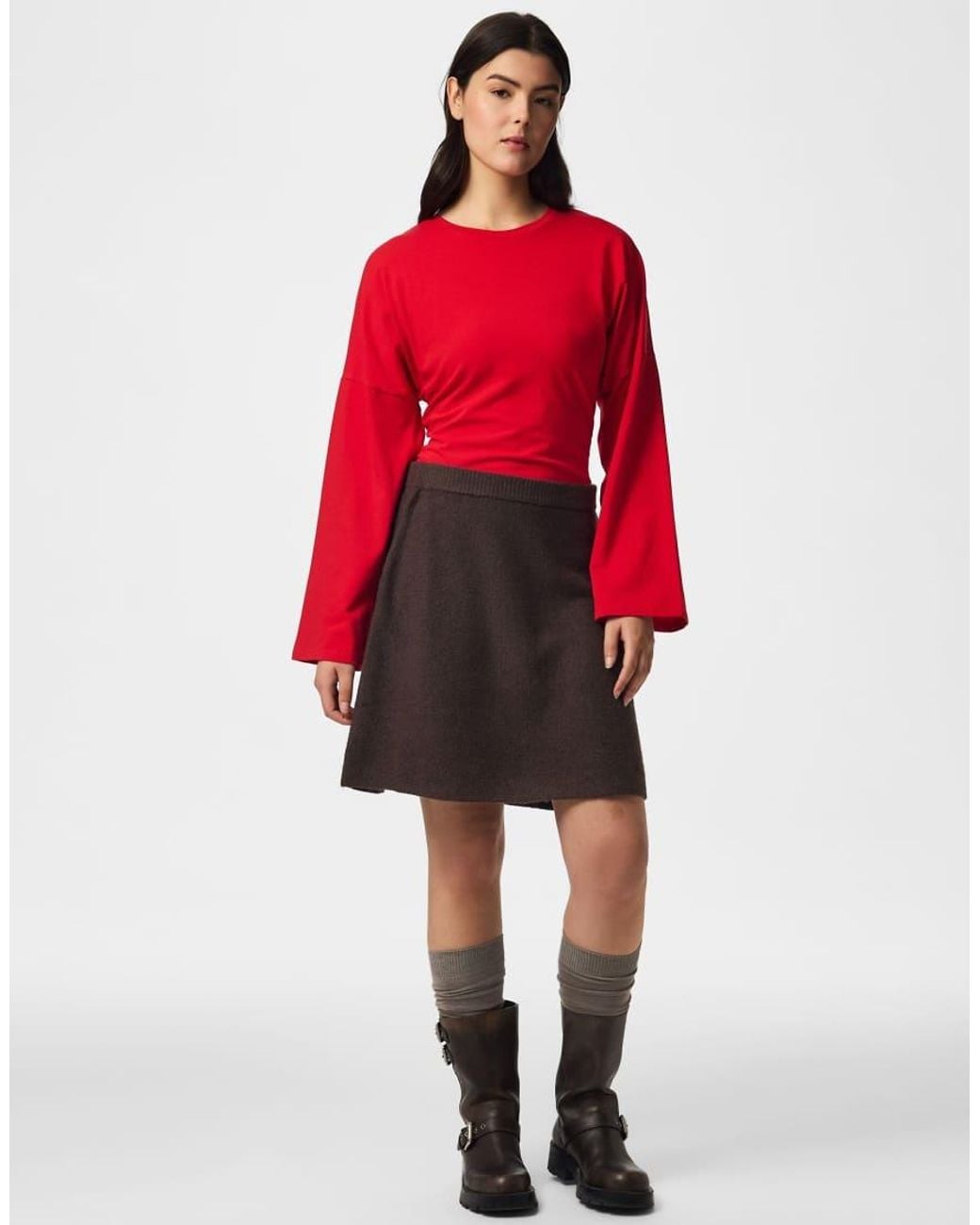 Pieces Red Mini Skirt
