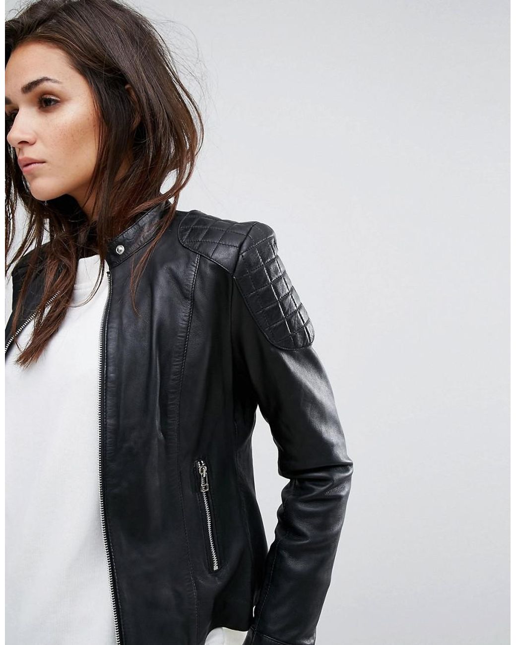 Goosecraft collarless leather best sale jacket