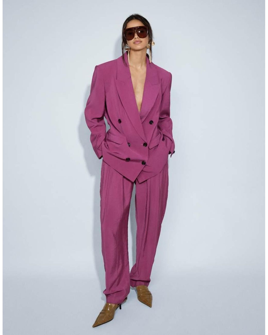 ASOS Pink Tailored Double Breasted Soft Suit Blazer