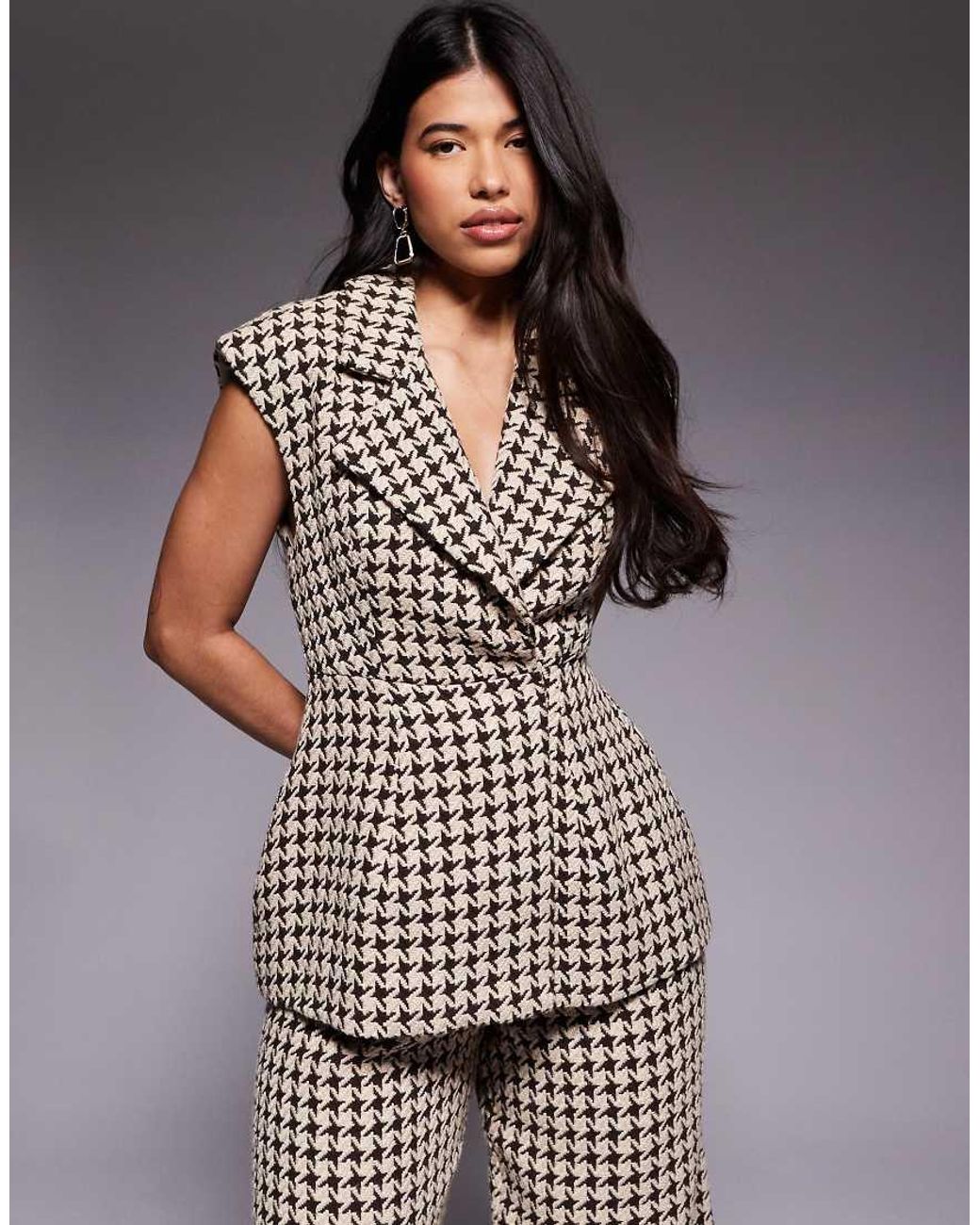 ASOS Gray Co-Ord Structured Houndstooth Waistcoat