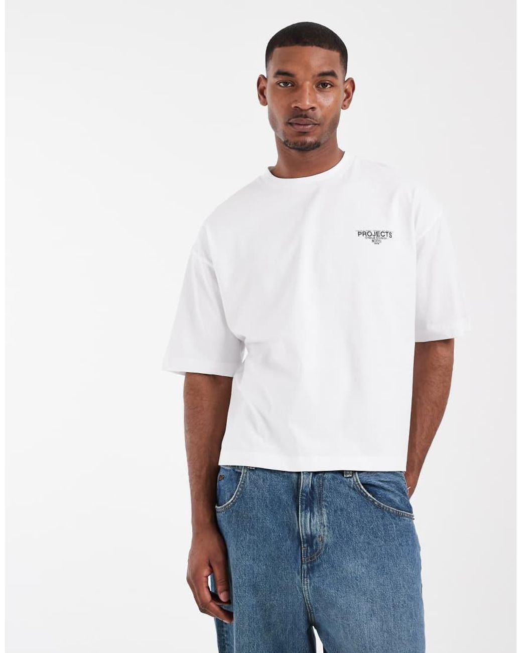 ASOS White Boxy Oversized T-shirt With Peach Graphic for men