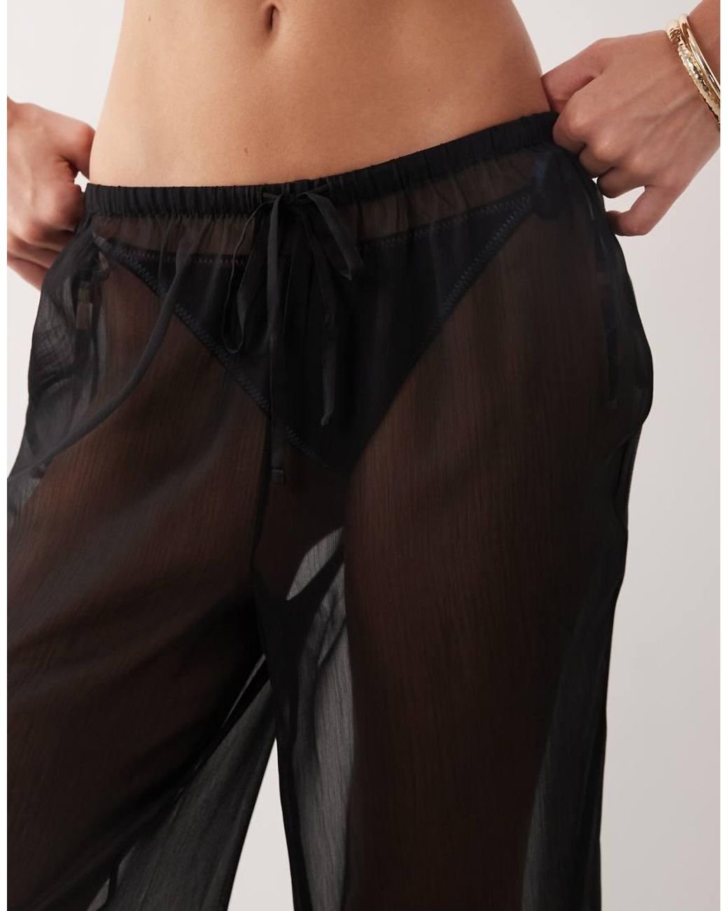 ASOS Black Sheer Wide Leg Beach Trouser