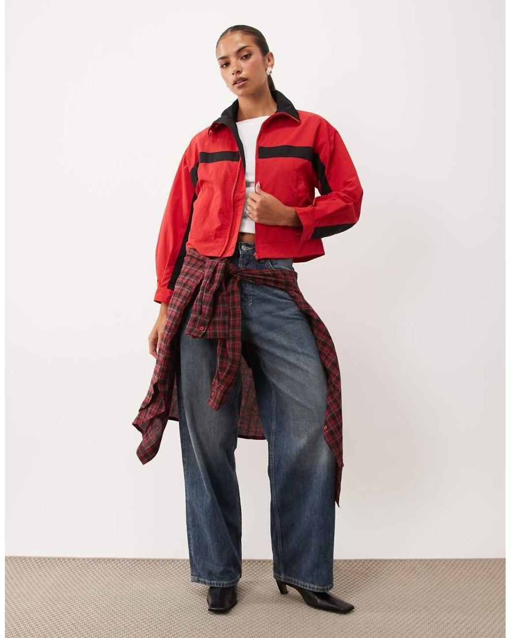 Lioness Red Essential Funnel Neck Windbreaker Jacket
