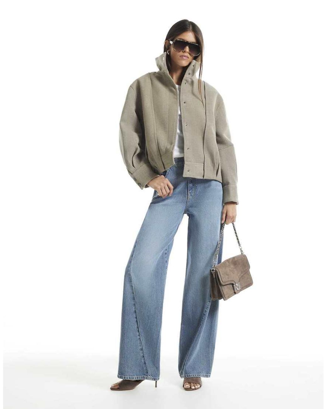 River Island Blue Funnel Neck Bomber Jacket
