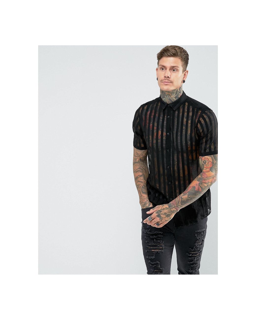 Chemise transparente à rayures en viscose coupe classique ASOS pour homme  en coloris Noir | Lyst