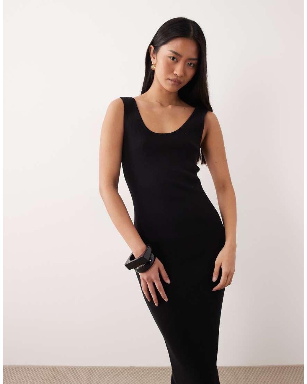 ASOS Natural Cotton Blend Scoop Back Dress