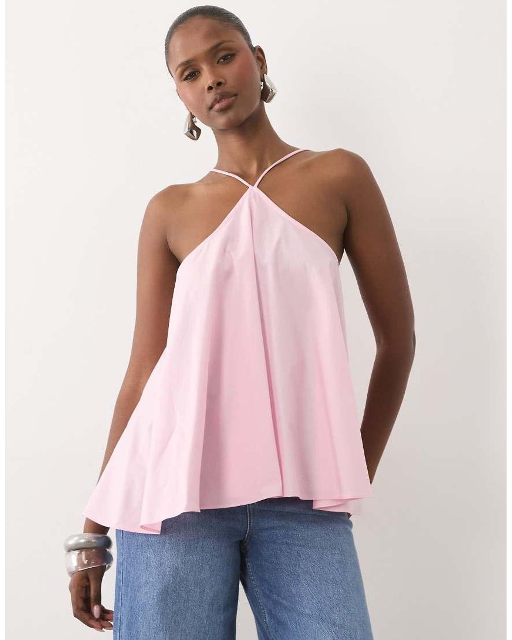 ASOS Pink Volume Halterneck Cami