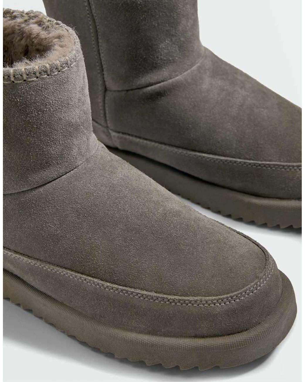Oysho Brown Leather Ankle Boots