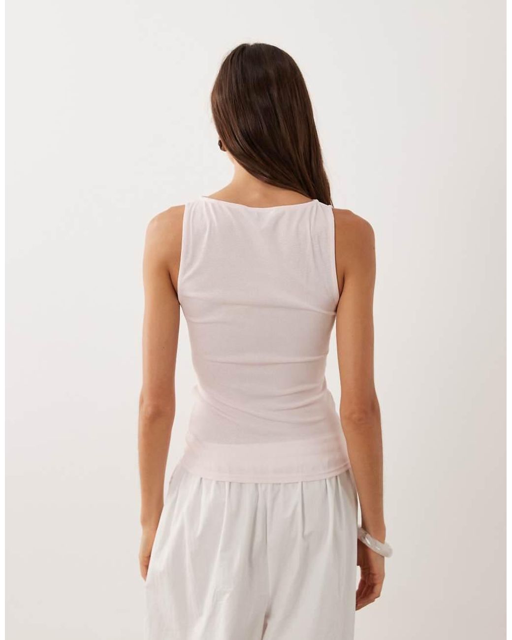 Mango White Sleeveless Textured Top