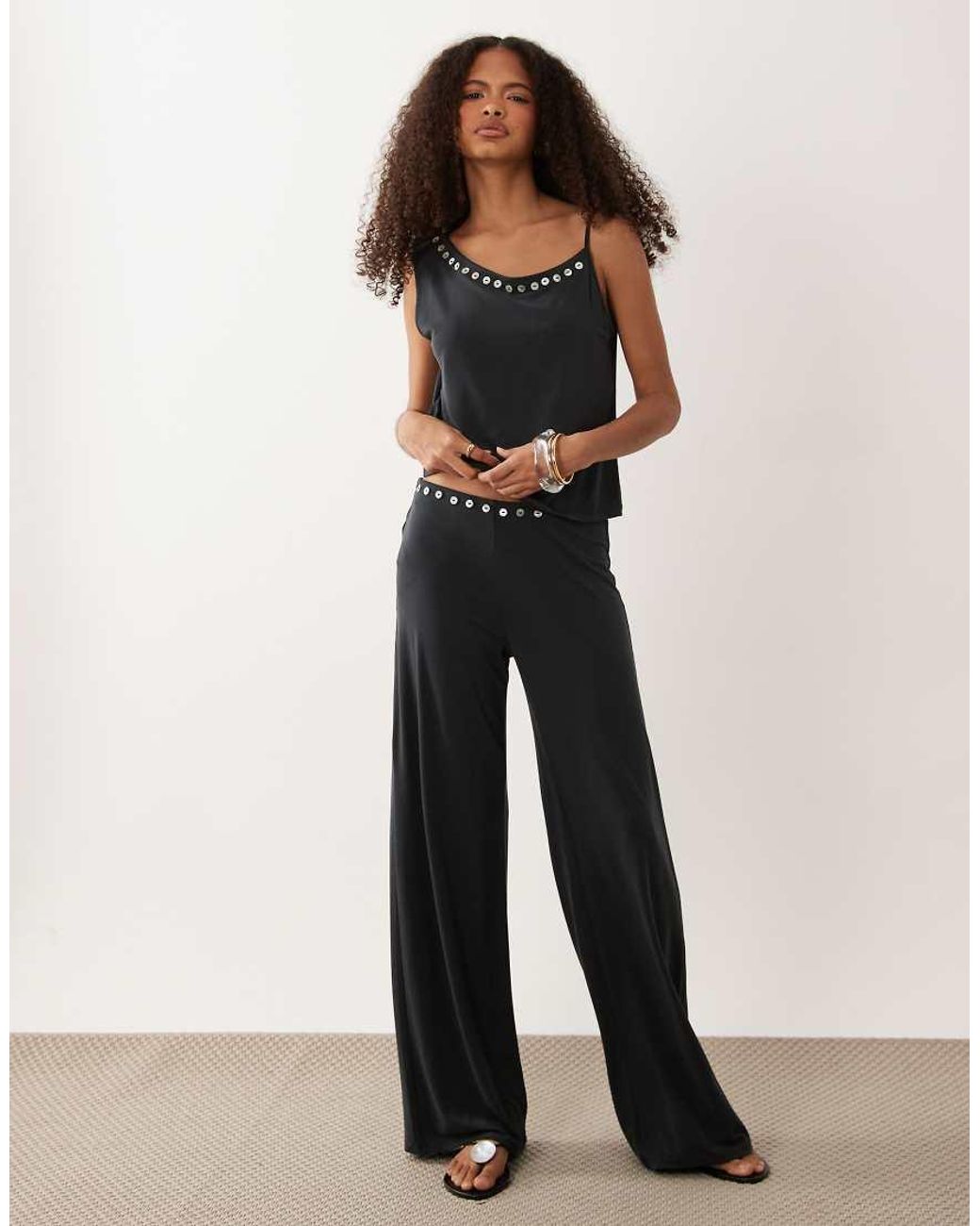 Mango Black Nana Asymmetric Sleeveless Top Co-ord With Buttons