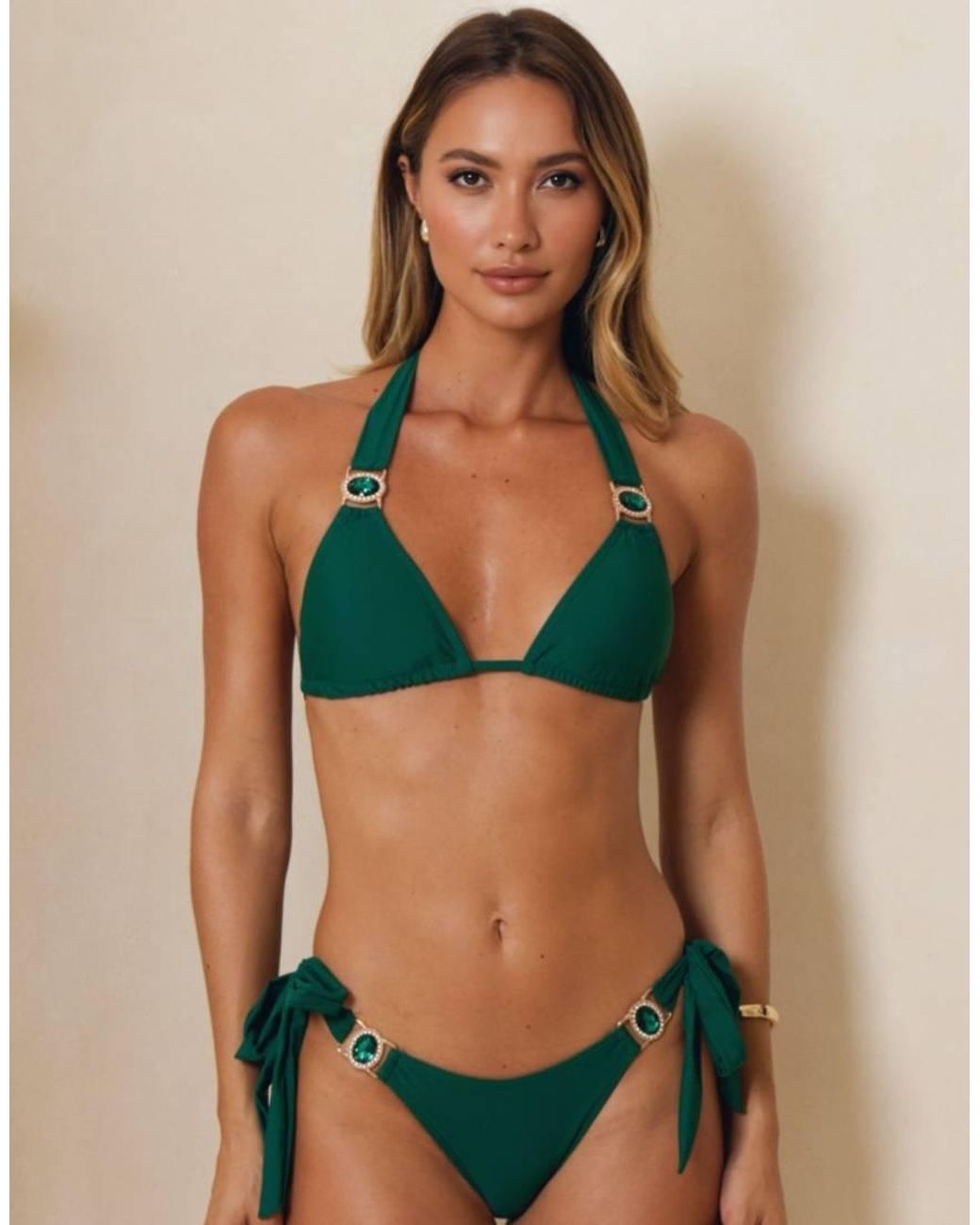 Moda Minx Green Amour Tie Side Brazilian Bikini Bottom