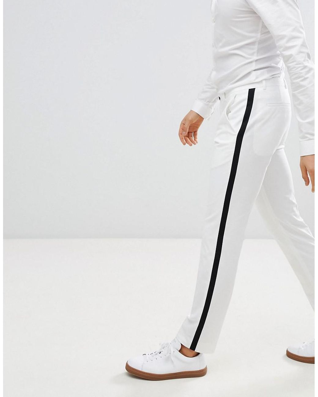Pantalon ajusté avec bande noire sur les côtés Noak pour homme en coloris  Blanc | Lyst