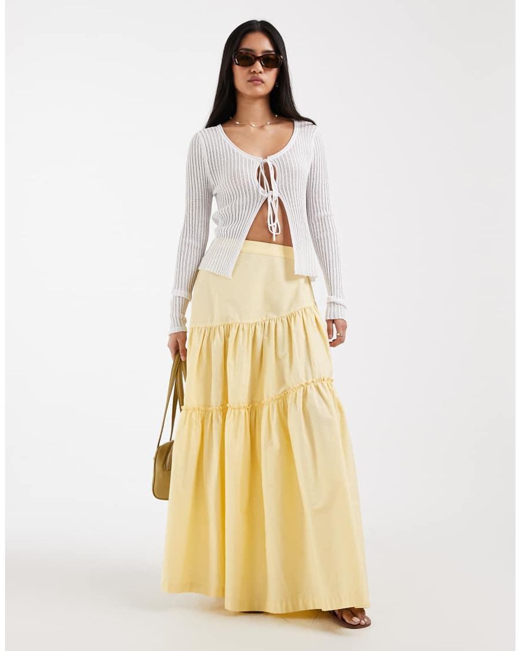 ONLY Natural Tie Front Ribbed Cardigan