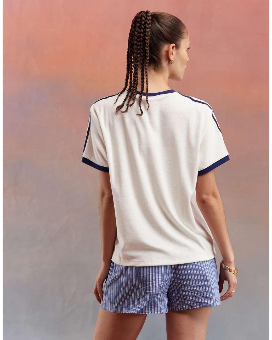 adidas Originals 3 Stripe Terry Tee in White for Men | Lyst UK
