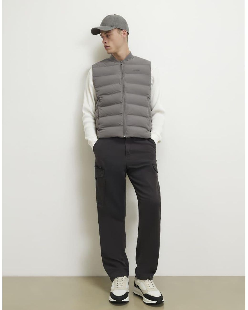 River Island Gray Muscle Fit Mcmxii Gilet for men