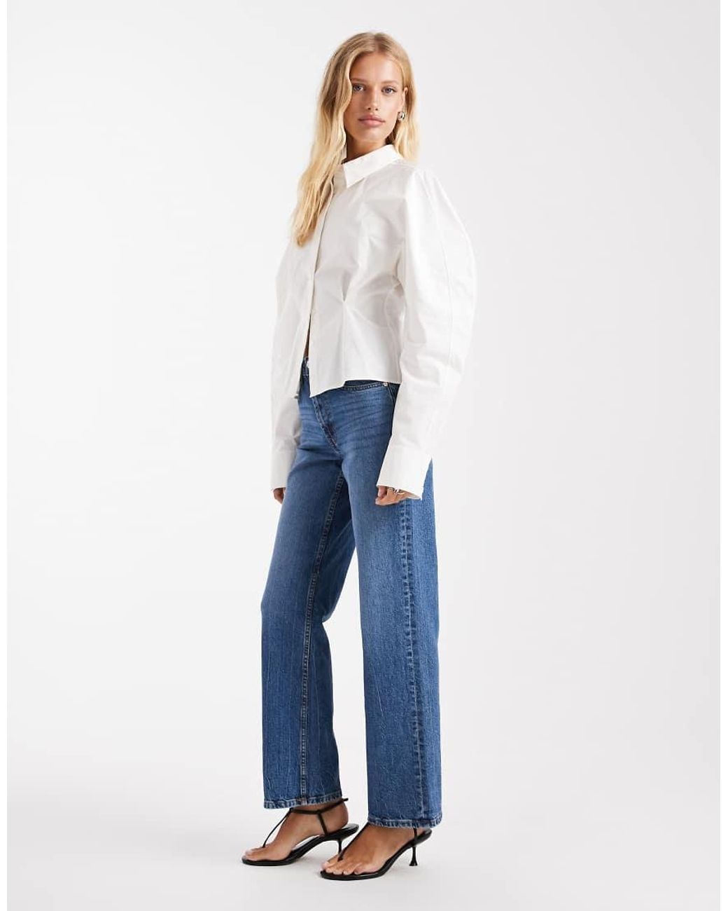 Vaqueros Azul Medio Auténtico Elásticos De Pernera Recta Cómoda De ASOS de color Blue