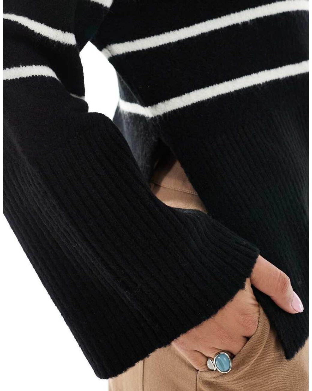 Brave Soul Black High Neck Loose Fit Jumper