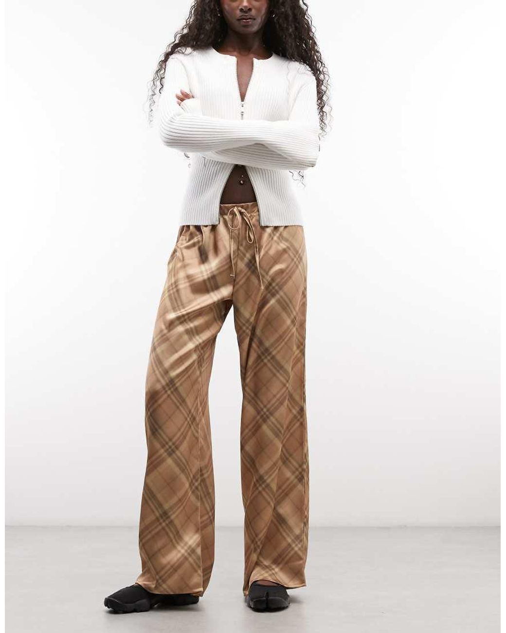 Reclaimed Vintage Natural Satin Wide Leg Trouser