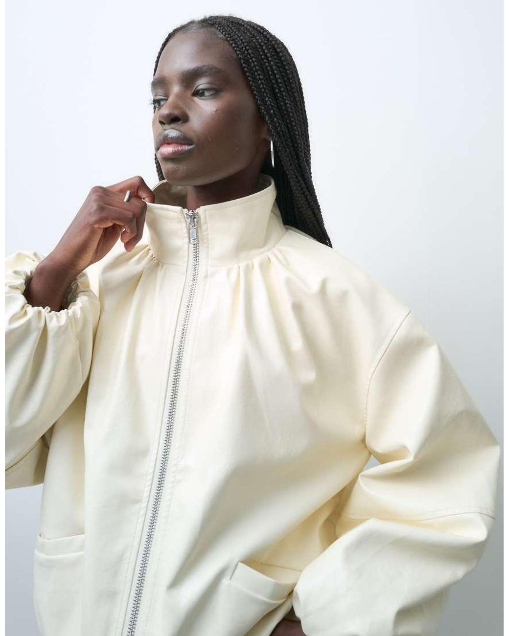 ASOS White Tailored Faux Leather Track Jacket