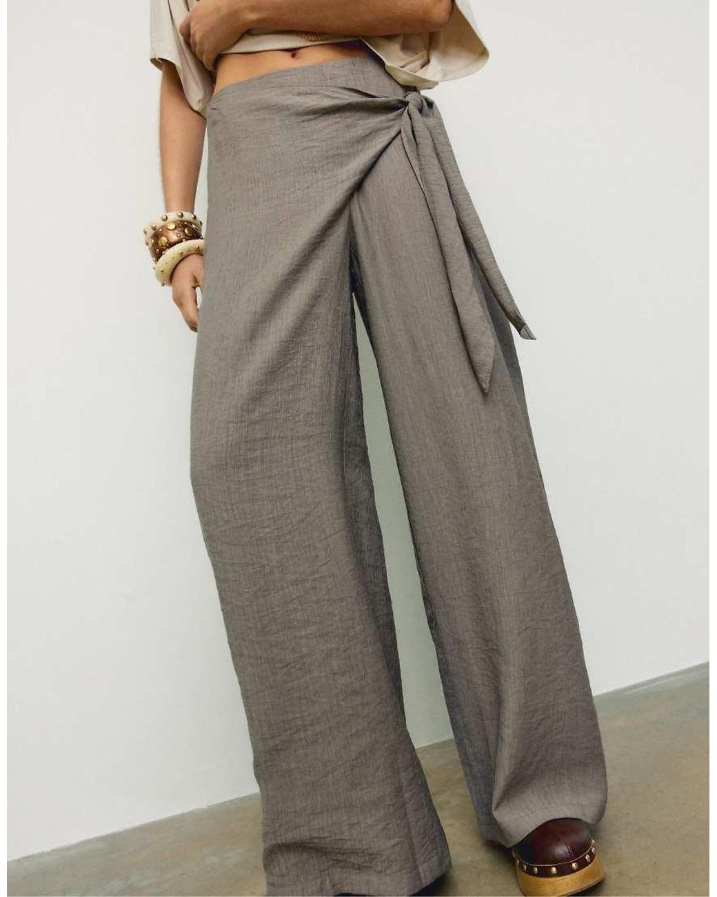 Stradivarius Green Flowing Sarong Trousers
