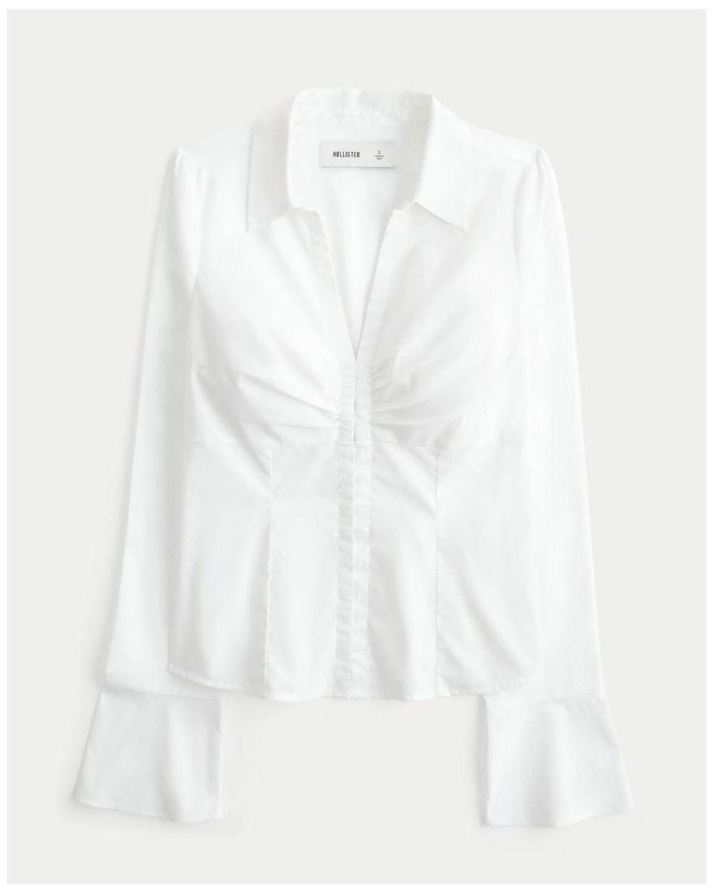 Hollister White Ciara Long-Sleeve Hook And Eye Shirt