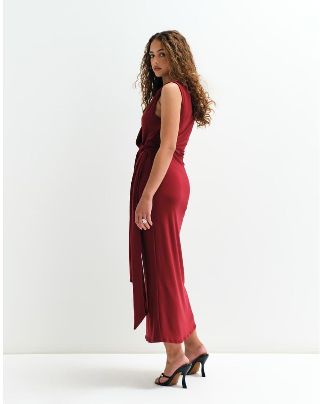 ASOS Red Asos Adaptive Tie Front Jersey Dress