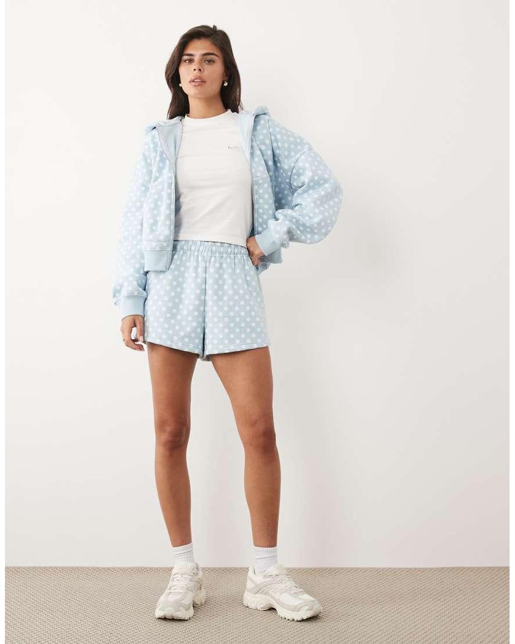 Kaiia Blue Cotton Rich Embroidered Logo Detail Sweat Shorts