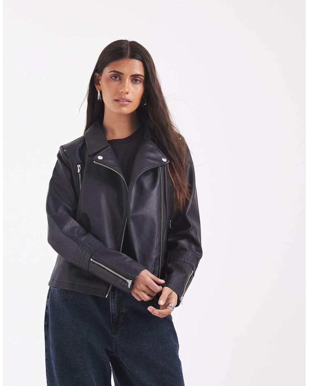 ONLY Black Faux Leather Biker Jacket