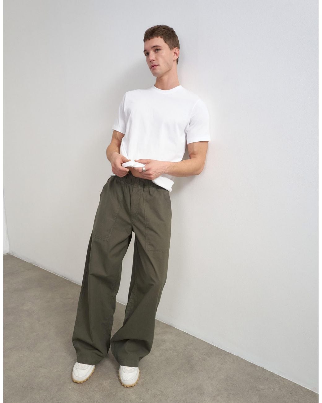 Shorten Ripstop Pants TOPMAN Baggy Fit Ripstop Trouser in Gray for Men | Lyst