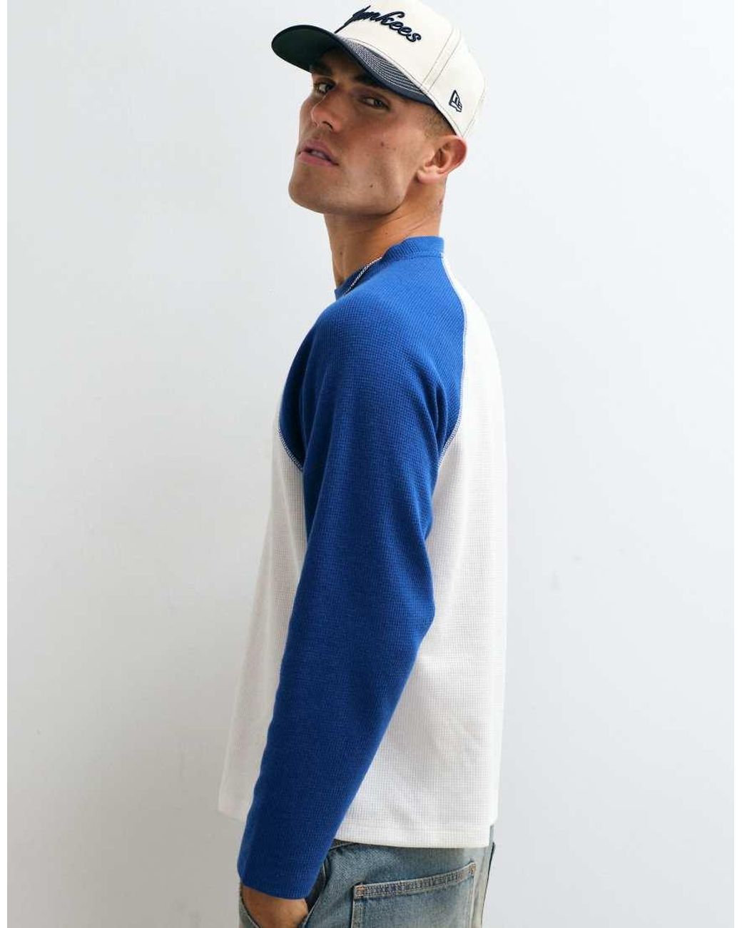 Collusion Blue Boxy Raglan Tee for men