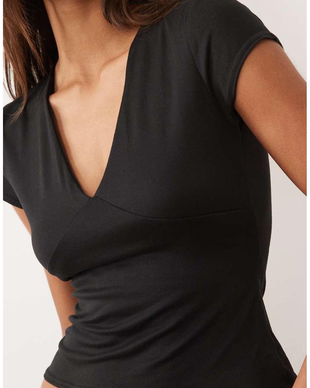 Missy Empire Brown Soft Touch V Neck Cap Sleeve Top