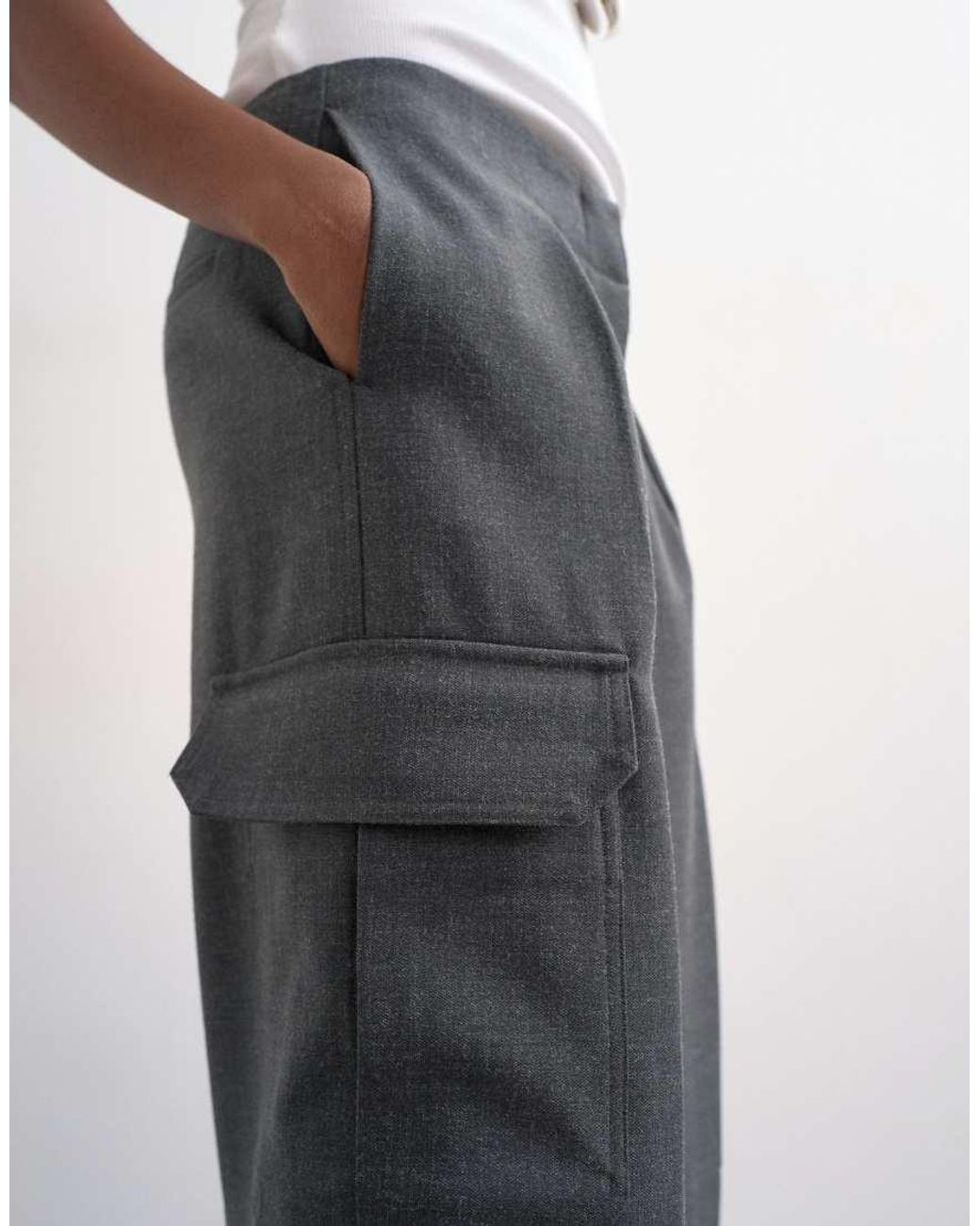 TOPSHOP White Tailored Cargo Trouser