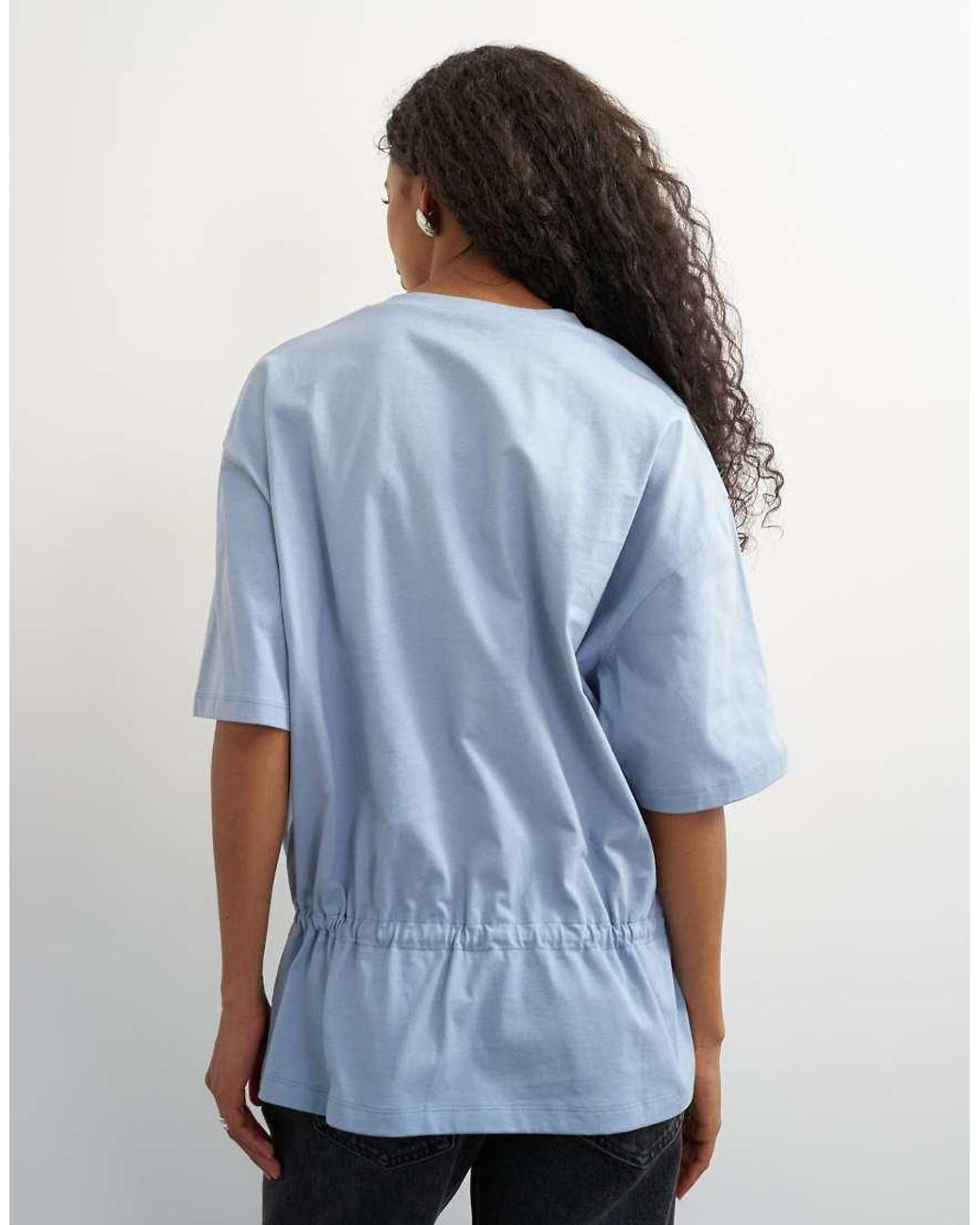 TOPSHOP Blue Tie Waist Tee
