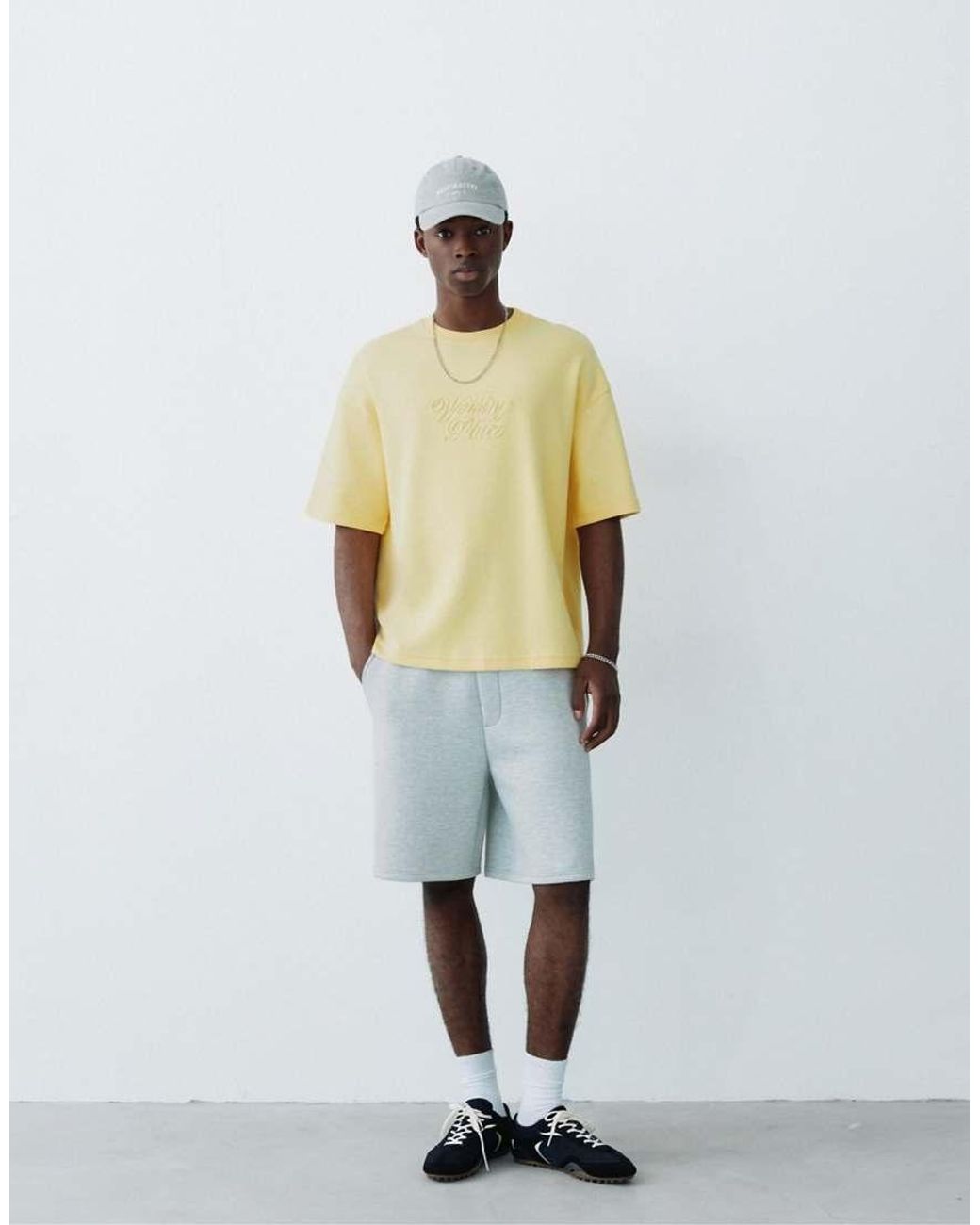 Pull&Bear Natural Heavyweight T-shirt Slogan for men