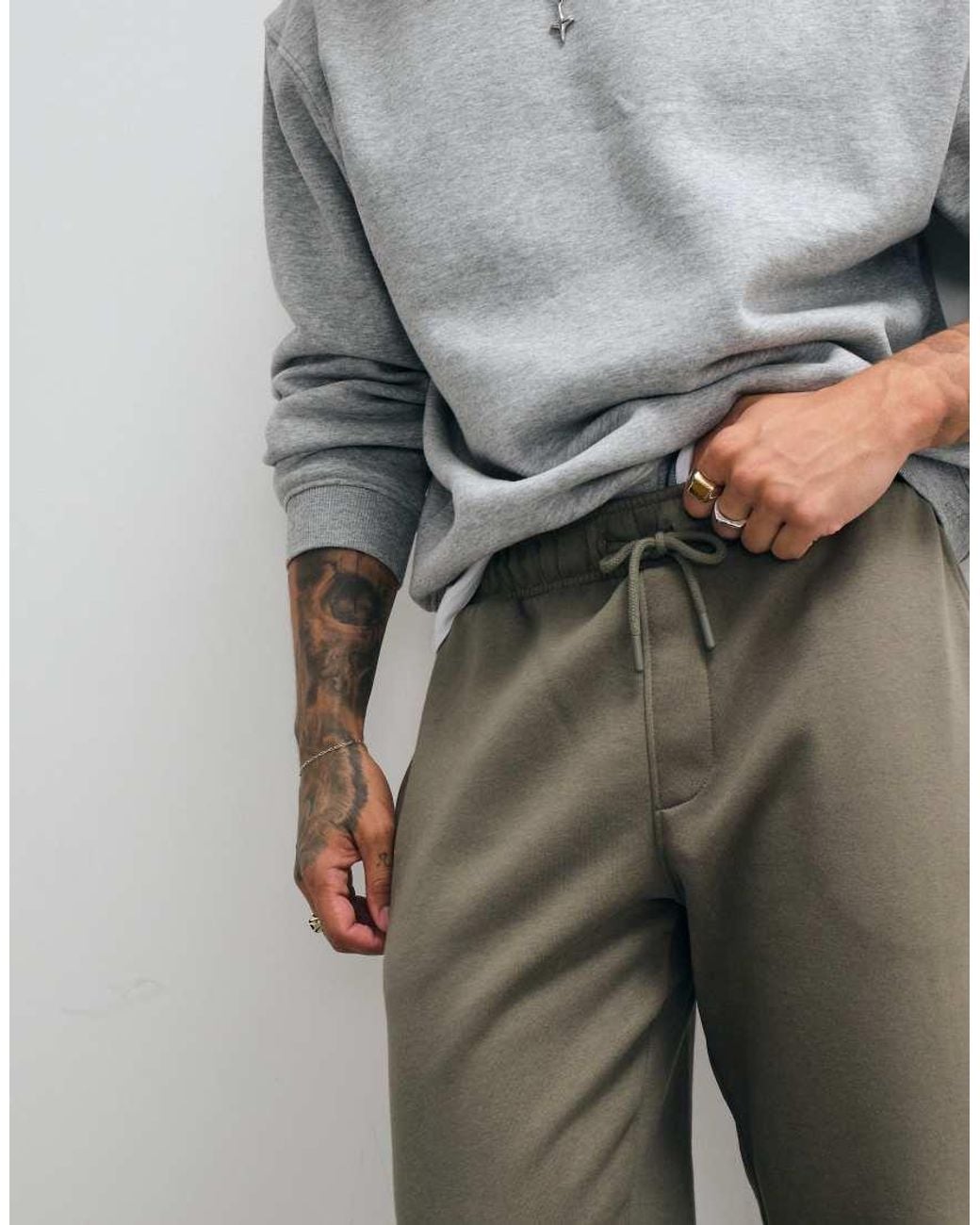 ASOS Gray Essentials Oversized Trackies-green for men