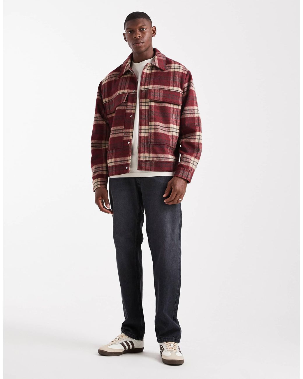 ASOS Red Wool Look Harrington Jacket for men