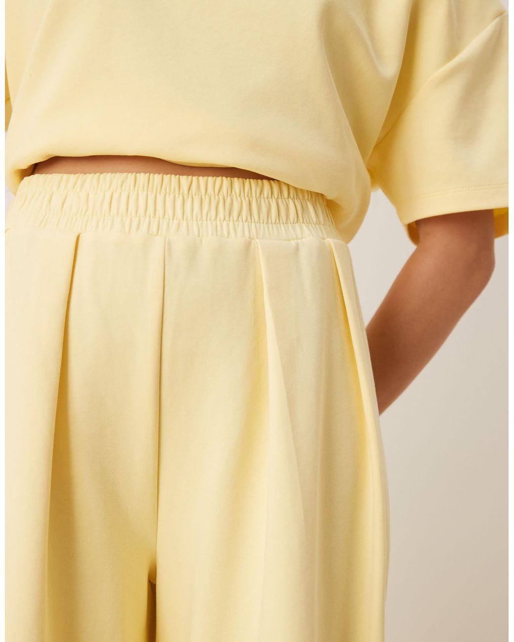 ASOS Natural Interlock Wide Leg Trouser