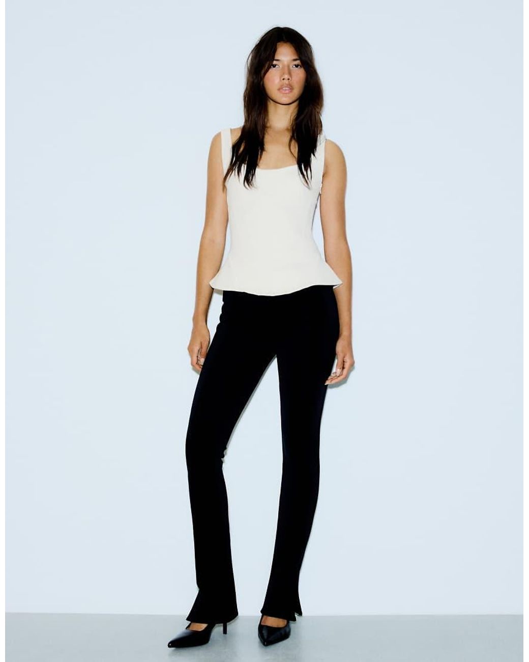 Bershka White Structured Tie-Back Top