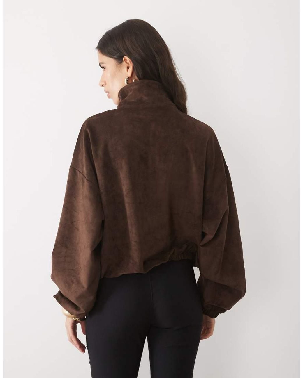 ASOS Brown Co-ord Suedette Half Zip Jacket