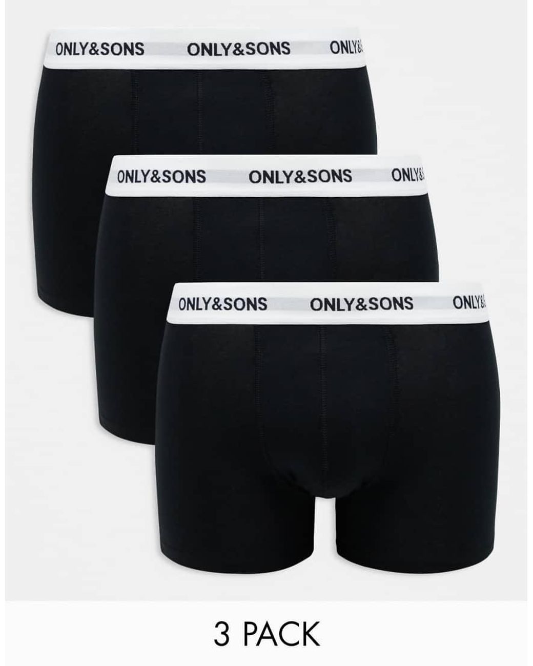 Only & Sons Black 3 Pack Trunks for men