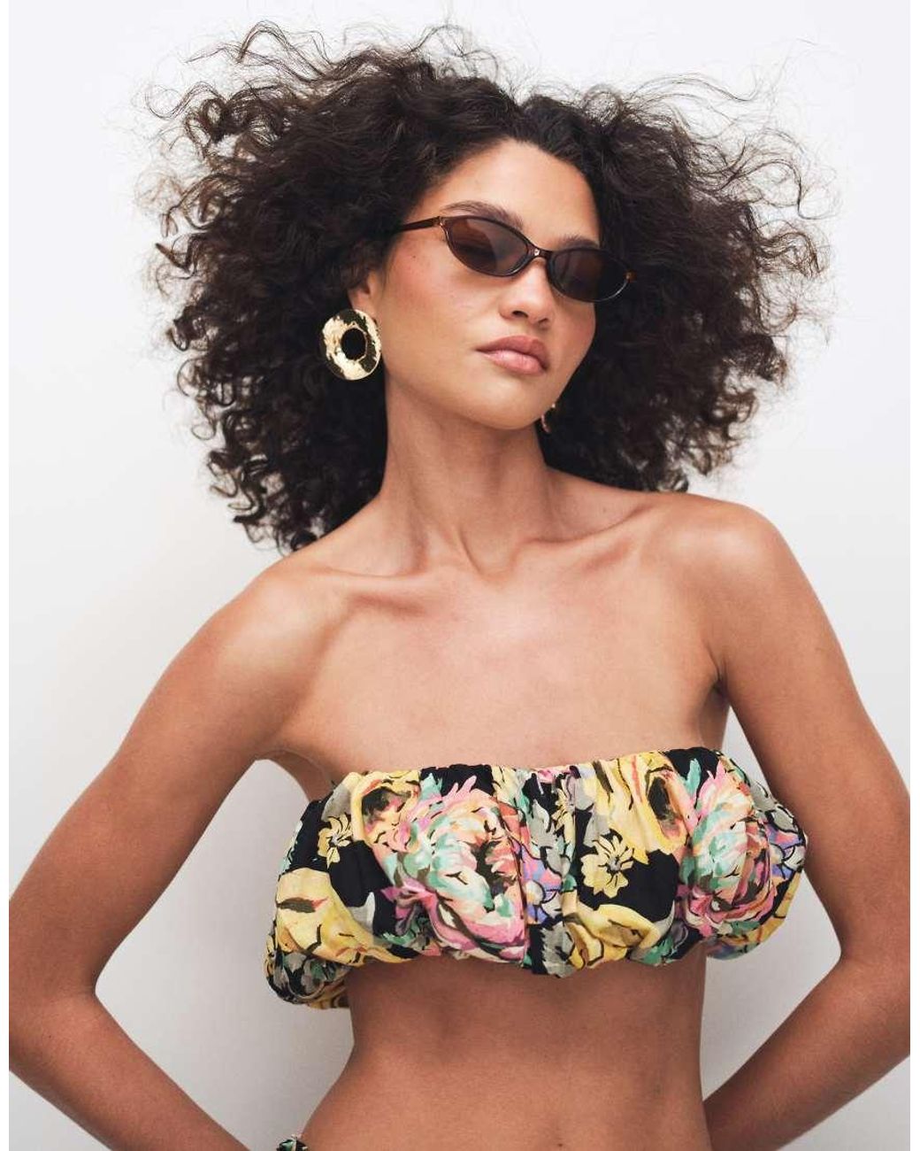 ASOS Multicolor Ruffle Hem Micro Bandeau Co-Ord