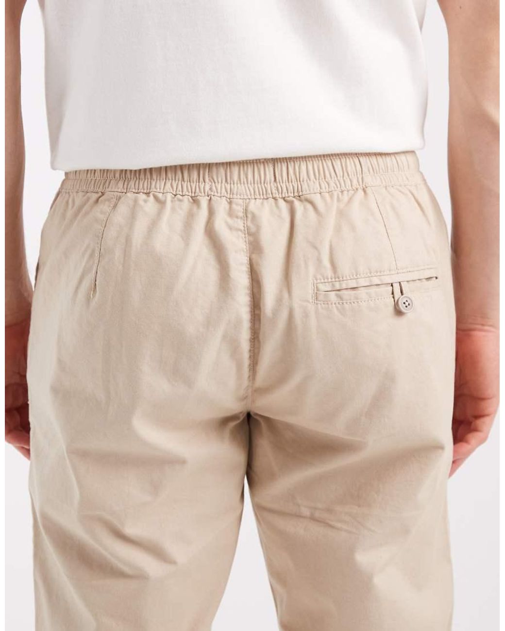 Brave Soul Blue Cotton Twill Trousers With Elasticated Waist for men