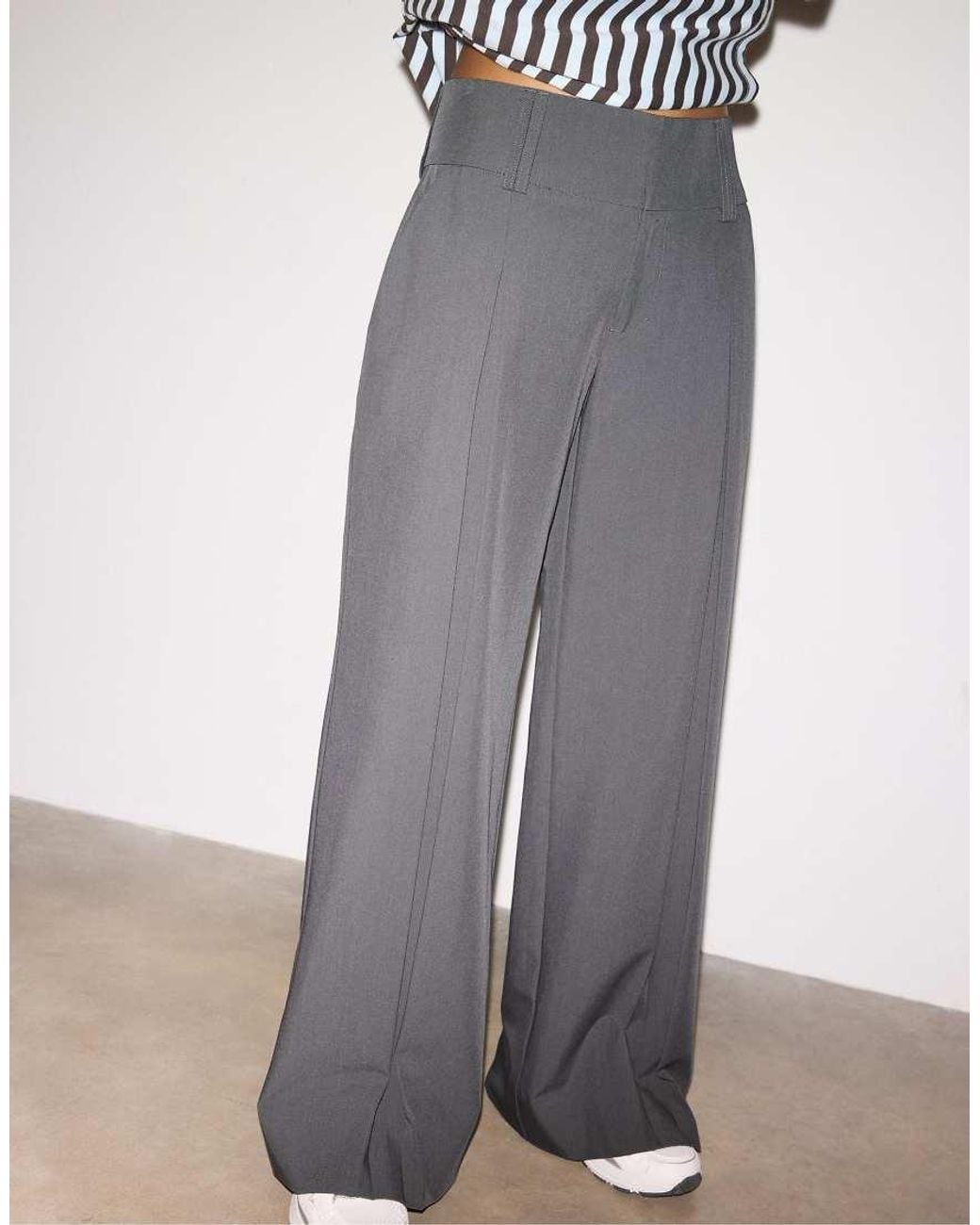 Stradivarius Gray Smart Trousers With A Waistband