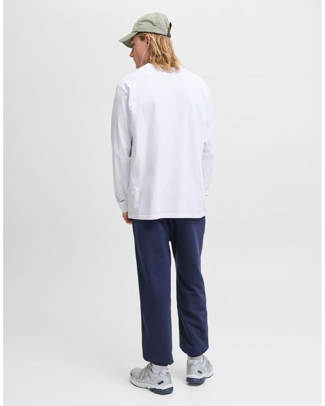 Jack & Jones White Soho Relaxed Fit Crew Neck Long Sleeve T-shirt for men