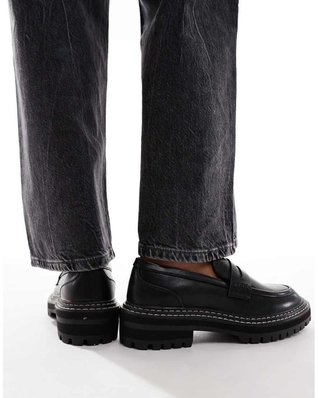 ONLY Black Loafer With Contrast Stitching
