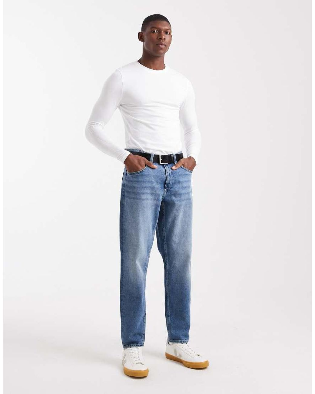 ASOS White Essentials Muscle Fit Long Sleeve T-shirt for men