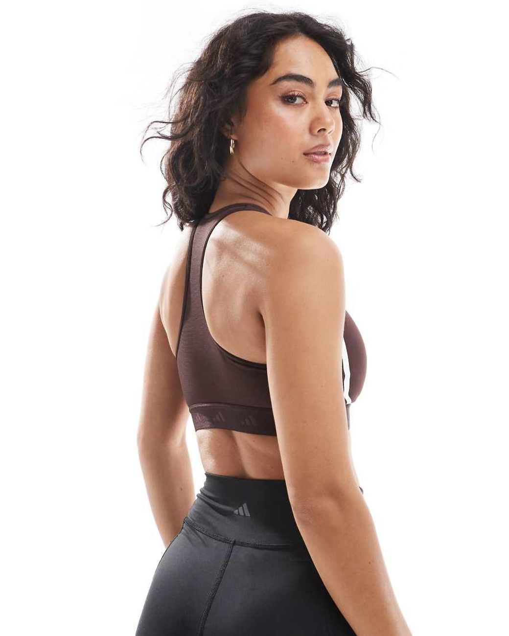 Adidas Originals Black Adidas Training Hyperglam Mid-support Sports Bra