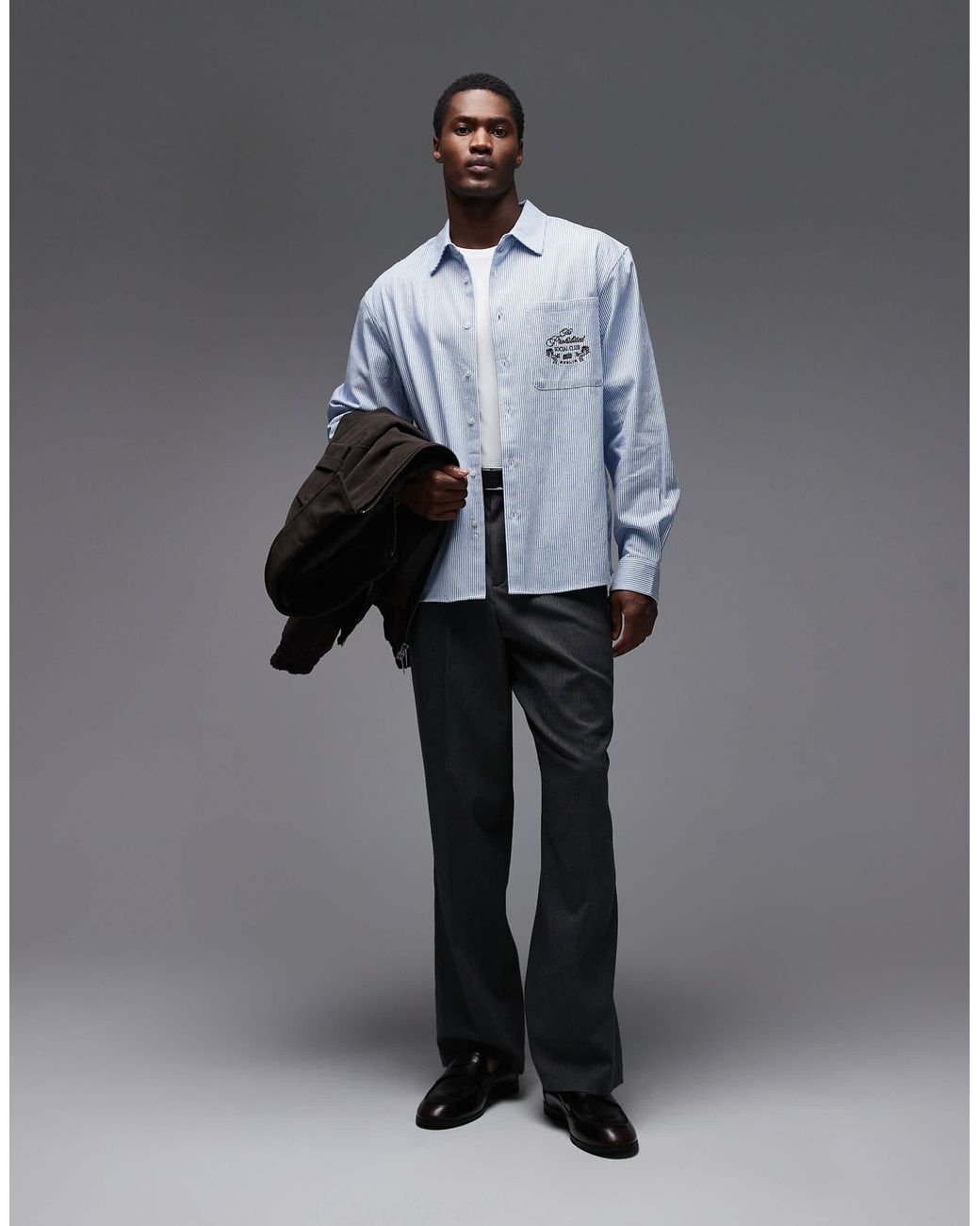 Chemise manches longues à logo sur la poche - rayures es Prohibited pour homme en coloris White