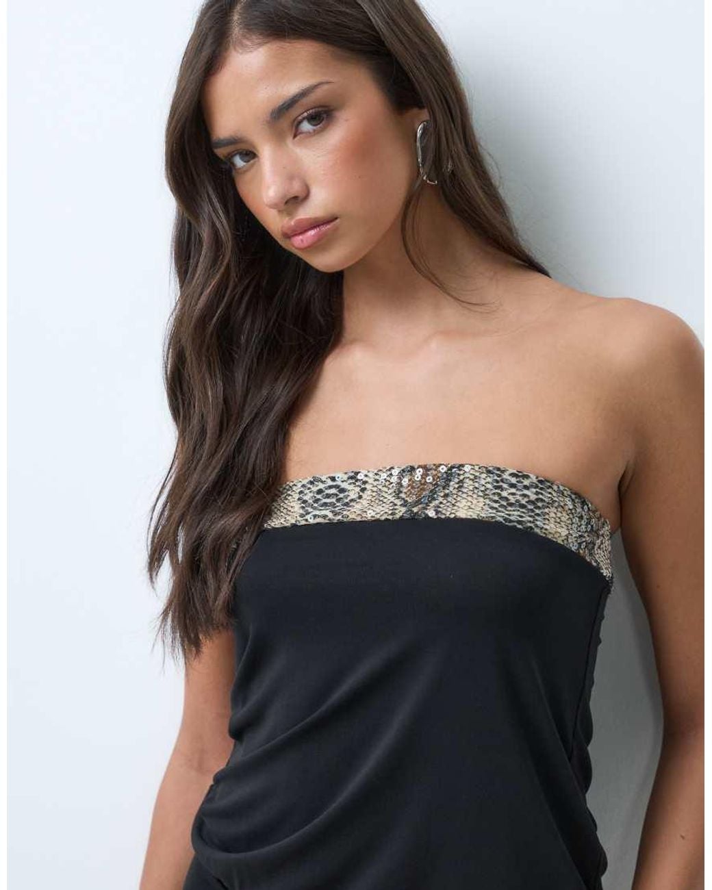 Motel Blue Megan Sequin Snake Trim Mini Dress