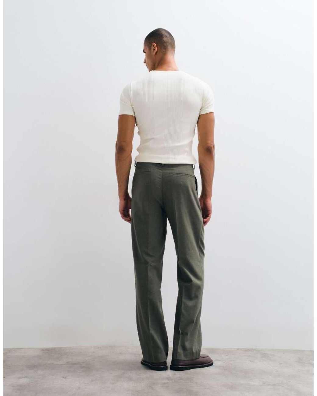 ASOS Black Wide Suit Trouser With Wool for men